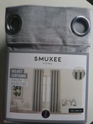 2x zasłony szare aksamitne welurowe na kółkach przelotkach Smukee  