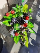 Duża Kompozycja nagrobna,Czarne chryzantemy,róże,Stroik na cmentarz