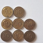 Zestaw 8 monet 10 pfennig – Niemcy – lata 1977–1994 – Bundesrepublik 6.7