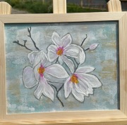 "Magnolie" - Obraz akrylowy ręcznie malowany 24x30 cm 