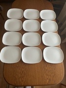 Zestaw prostokątnych, płaskich dużych talerzy Luminarc 12 sztuk 