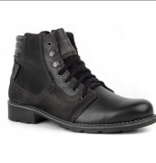 Buty męskie zimowe TRZEWIKI ocieplane skórzane POLSKIE 323MP czarne 42