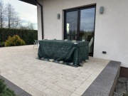 Stół szklany, rozkładany do ogrodu Sanibel plus krzesła.