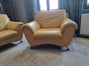 Komplet skórzany kanapa i dwa fotele - włoski design