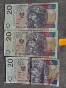 Banknoty 20 zł 3 szt