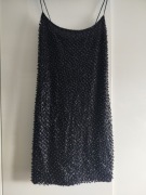 Czarna sukienka mini z koralikami i brokatem Oh Polly L 40 