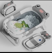 COOSEYA Składana Wanienka Dla Niemowląt Z Poduszką Szara