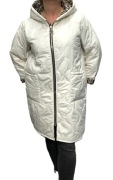 kurtka pikowana z kapturem  krem 4xl 46 48 50