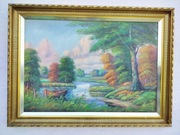 Stary obraz na płótnie sygnowany N . MARSBY  .