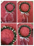 Wianek komunijny ze sztucznej mirty i gipsówki JAK ŻYWY gęsty piękny