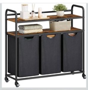 Kosz na pranie 3x46L - sortownik z półkami i wysuwanymi workami 