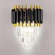 FRIXCHUR Kinkiet Kryształowy 3-poziomy Czarny, Styl Art Deco