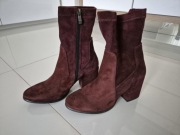 Botki skórzane bordowe 38, Venezia