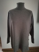 Sweter Golf Wełna Meriono 100% R S M Beż Brąz Wełna Wełniany