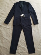 Nowy granatowy garnitur marynarka spodnie w kant skinny fit zestaw H&M 48