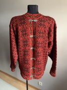 Christiania czerwony sweter norweski scandi 100 % wełna wool damski XL XXL