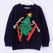 Nowy czarny świąteczny sweter choinka na nartach H&M 98/104