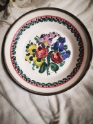 Talerz,, Recznie malowane kwiaty,, 