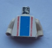 Lego 973p02c01 Biały tors z pionowym niebieskim i czerwonymi paskami 4162