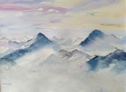 Obraz ręcznie malowany akwarela góry 40x30 cm