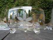 SZKLANA GRAWEROWANA ZŁOCONA  SALATERKA - STARE POLSKIE SZKŁO