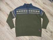 GRIDARMOR męski ciepły zielony sweter stójka 100% wełna _ XXL