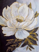 DEKORACJA GLAMOUR - OBRAZ STRUKTURALNY Z TEKSTURĄ 3D "ZŁOCISTY ROZKWIT"