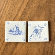 Zestaw dwoch miniaturowych porcelanowych plytek Delft