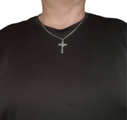 Naszyjnik pancerka 55 cm z krzyżykiem  stal szlachetna + pudełko prezentowe