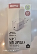 Ładowarka sieciowa Hama 45W szybkie ładowanie Supermini Gan Pd/qc biała