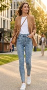 Spodnie damskie jeansowe XS 34 Kiss Pink skinny wysoki stan