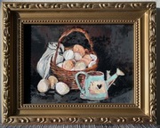 Kosz jaj na czarnym tle 