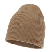 Camelowa karmelowa czapka z wełny merino 100% wełniana prążek jesień nowa