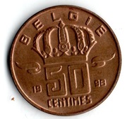 Moneta Belgia 50 centimów 1998 rok