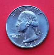 25  Centów  1987  P  -     USA    Mennica P    stan !!