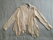 Nowa kremowa beżowa lniana zwiewna luźna marynarka narzutka My Haliys 36