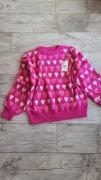 N.every day różowy sweter w serduszka ciepły L-XL