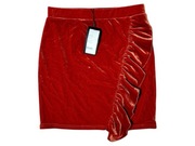 Spódnica mini welurowa z falbanką, ONLY, S/M