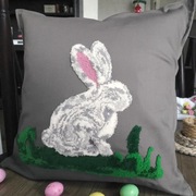 Poduszka Wielkanoc Zając handmade Haft 3D 50x50cm Rękodzieło