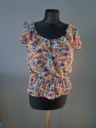 Piękna kwiatowa bluzka mgiełka 36/S h&m kolorowa kwiaty