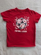 Czerwona bawełniana bluzka z krótkim rękawem piłka nożna Primark 146