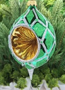 Bombka szklana Owal fi80mm z refl ręcznie dmuchana i dekorowana ! Wz51