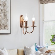 Kinkiet ścienny 2-ramienny vintage brąz E14 metalowy antyczny