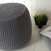 Pufa BOHO 40x40cm,handmade, ze sznurka - SZARA