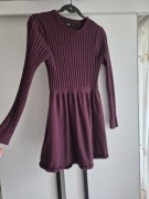 Only sukienka dzianinowa damska. Długi rękaw rozkloszowana burgundowa M 38