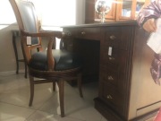 Biurko drewniane 2x komoda IMPERO Fotel gabinetowy krzesło drewniane