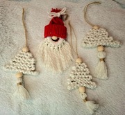 4szt Zestaw ozdoby świąteczne na choinke handmade makrama