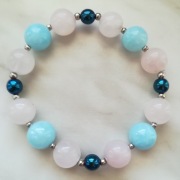 NOWA Bransoletka Kwarc Jadeit Hematyt Stal 18cm