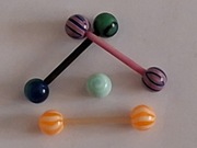 Kolczyki z bioplastu język 1.6/16/6mm 3szt nieuczulające piercing +PUDEŁKO