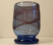 *PRL Fioletowy Puchar Wazonik z Pęcherzykami i Smugą Szkło Szarpane